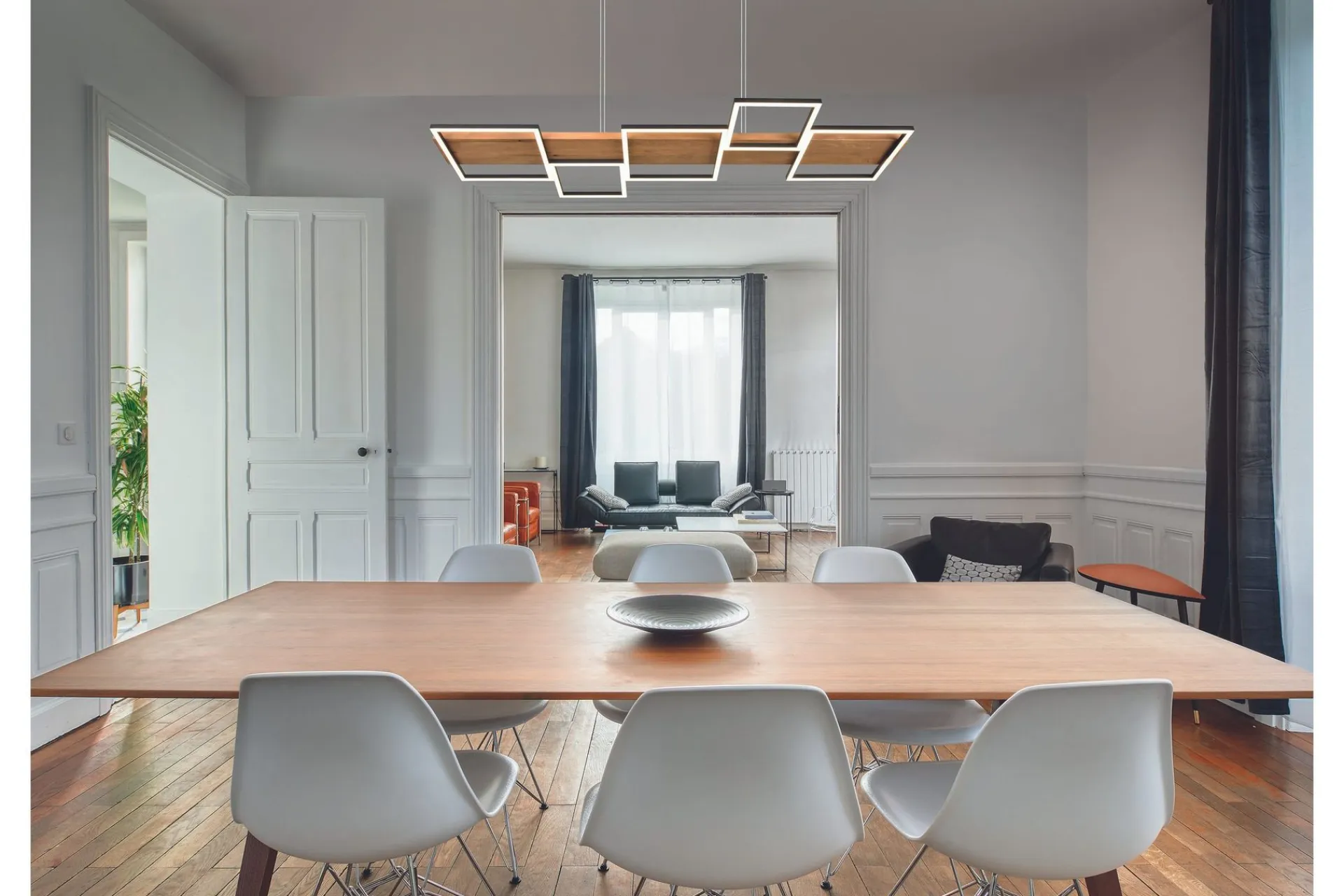 Trio Lighting Kjøkkenlampe|Taklampe-Harper LED-Pendellampe Mattsvart/Tre