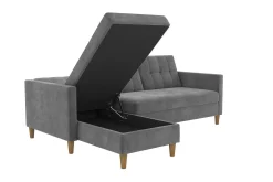 Dorel Home Velour Sofa & Fløyel Sofa-Hartford 3-sits Divansovesofa Grå