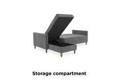 Dorel Home Velour Sofa & Fløyel Sofa-Hartford 3-sits Divansovesofa Grå