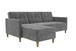 Dorel Home Velour Sofa & Fløyel Sofa-Hartford 3-sits Divansovesofa Grå
