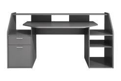 Kontorbord-Harvilchuck Skrivebord med Oppbevaringshyller + Skuff + Skap Grey