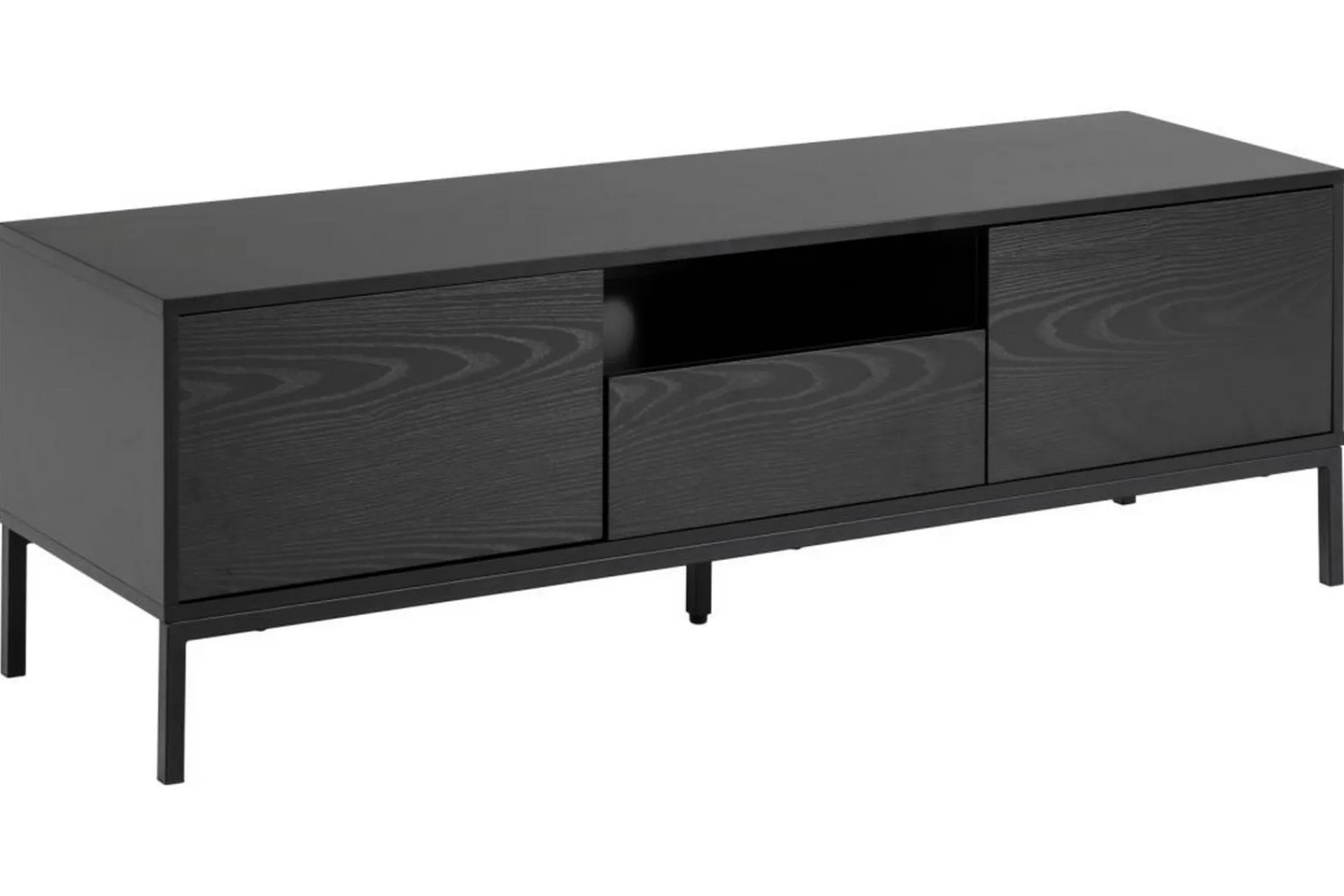 Tv-Møbelsett-Hasslevik Tv-møbelsett 140 cm 2 Dører + Skuff Svart