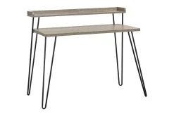 Dorel Home Kontorbord-Haven Skrivebord 114 cm med Oppbevaringshylle Grå/Svart Grå eik
