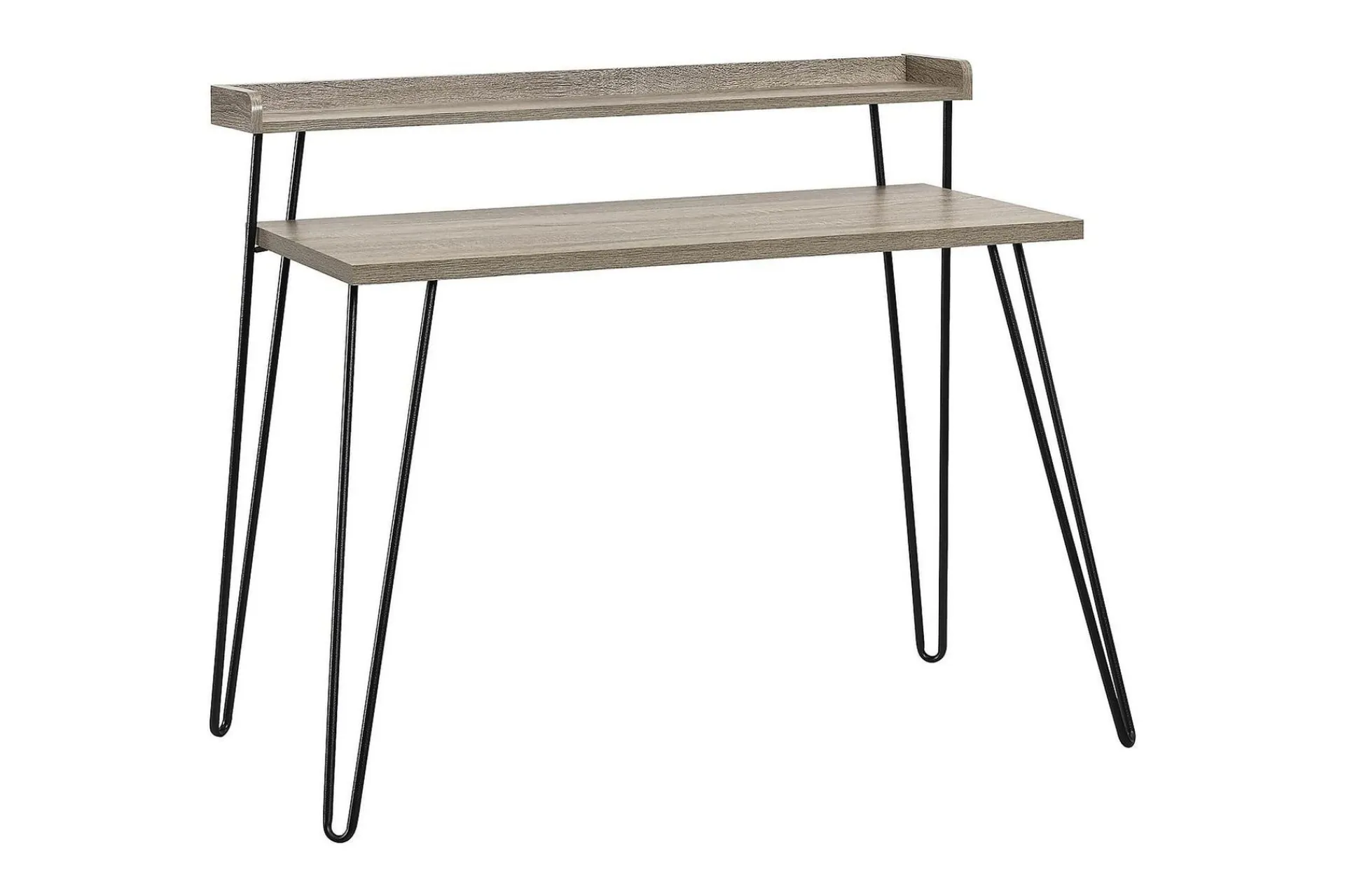 Dorel Home Kontorbord-Haven Skrivebord 114 cm med Oppbevaringshylle Grå/Svart Grå eik