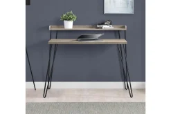 Dorel Home Kontorbord-Haven Skrivebord 114 cm med Oppbevaringshylle Grå/Svart Grå eik