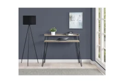 Dorel Home Kontorbord-Haven Skrivebord 114 cm med Oppbevaringshylle Grå/Svart Grå eik