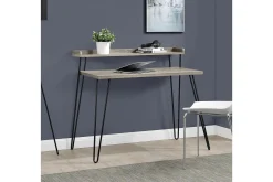 Dorel Home Kontorbord-Haven Skrivebord 114 cm med Oppbevaringshylle Grå/Svart Grå eik