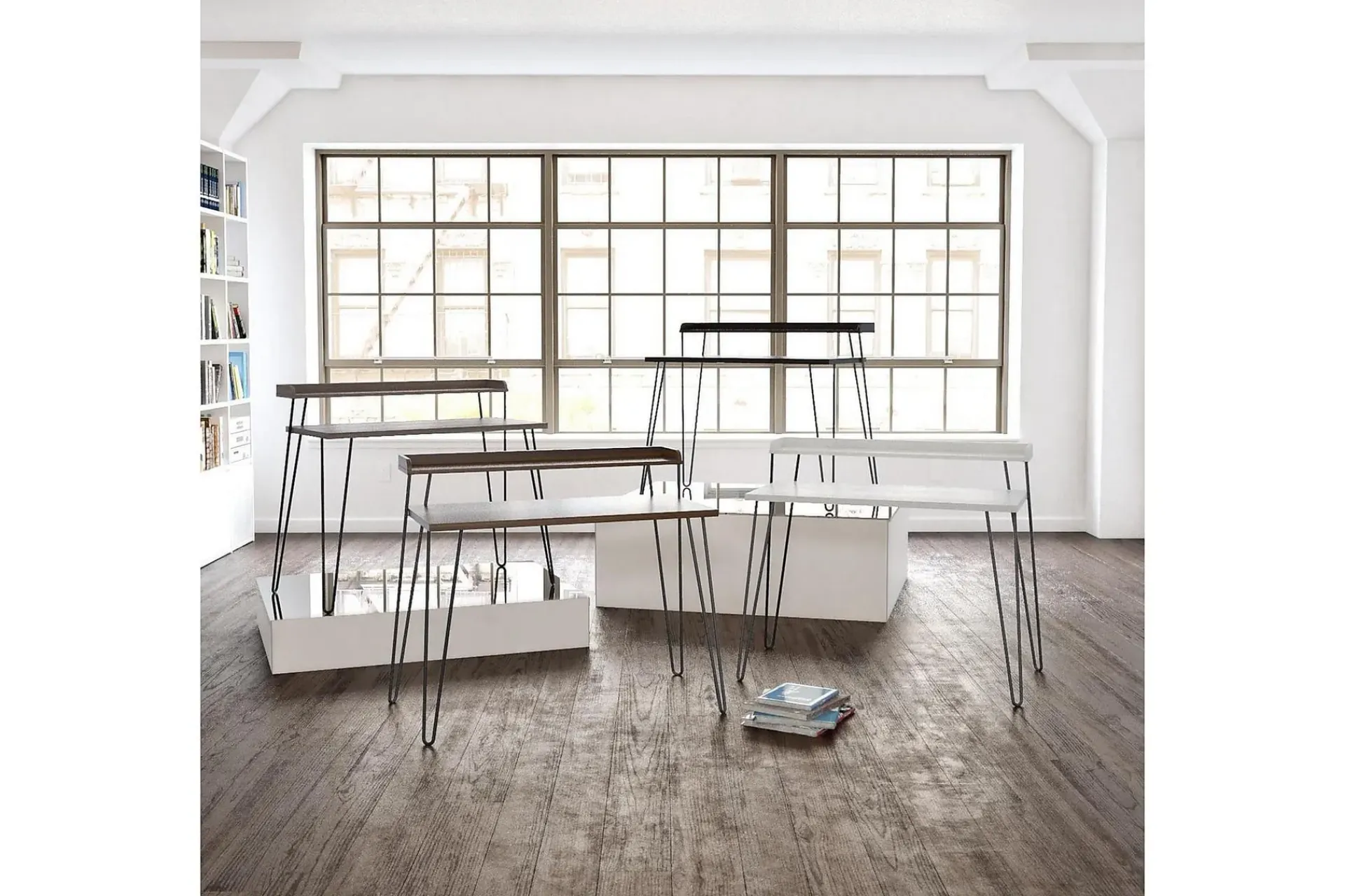 Dorel Home Haven Skrivebord 114 cm med Oppbevaringshylle /Svart