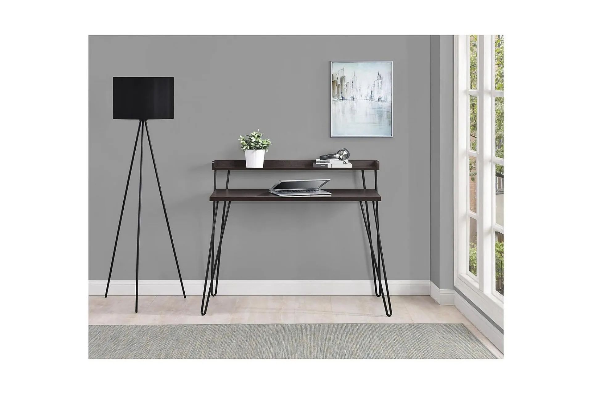 Dorel Home Haven Skrivebord 114 cm med Oppbevaringshylle /Svart