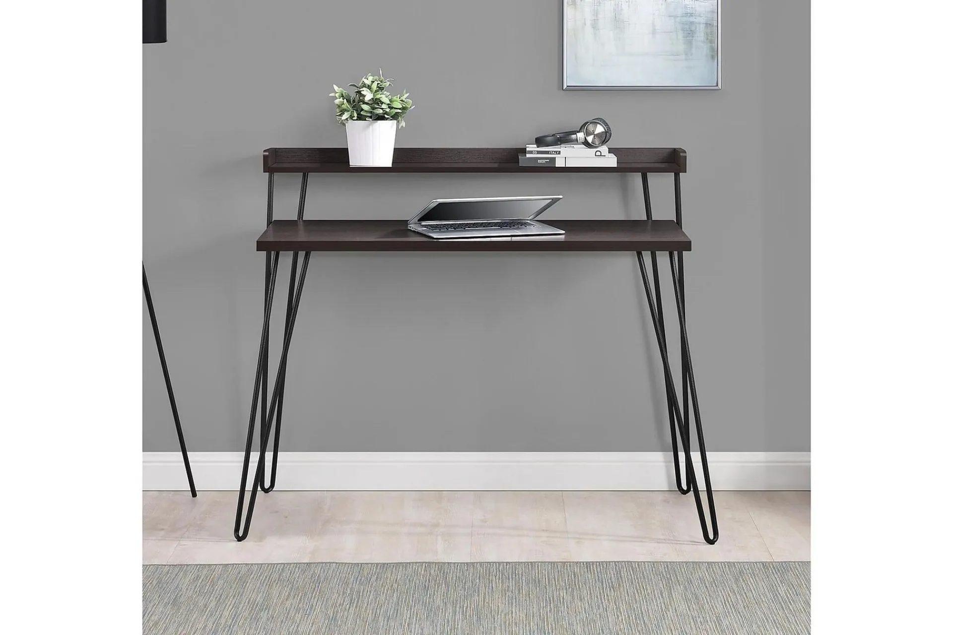 Dorel Home Haven Skrivebord 114 cm med Oppbevaringshylle /Svart