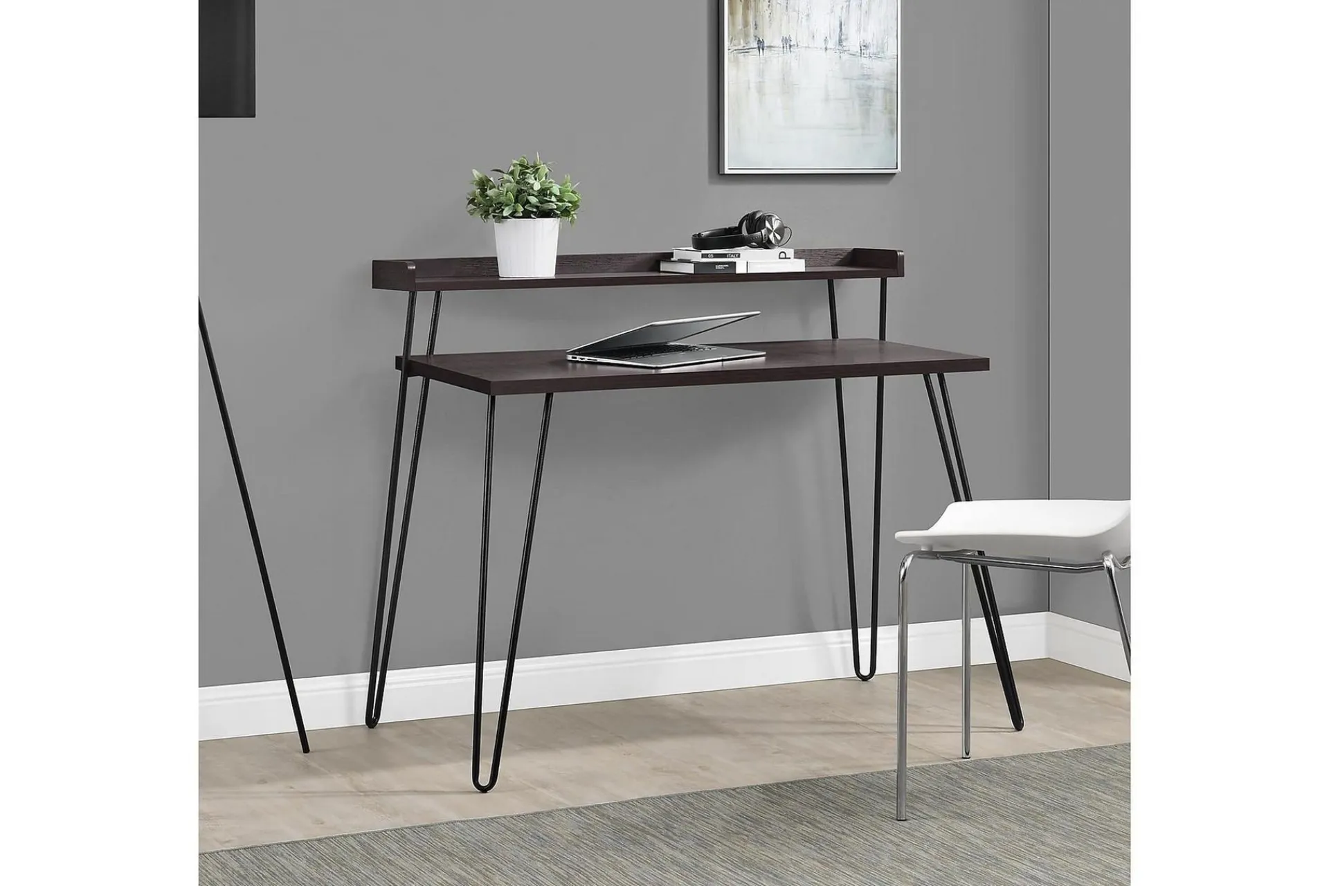 Dorel Home Haven Skrivebord 114 cm med Oppbevaringshylle /Svart