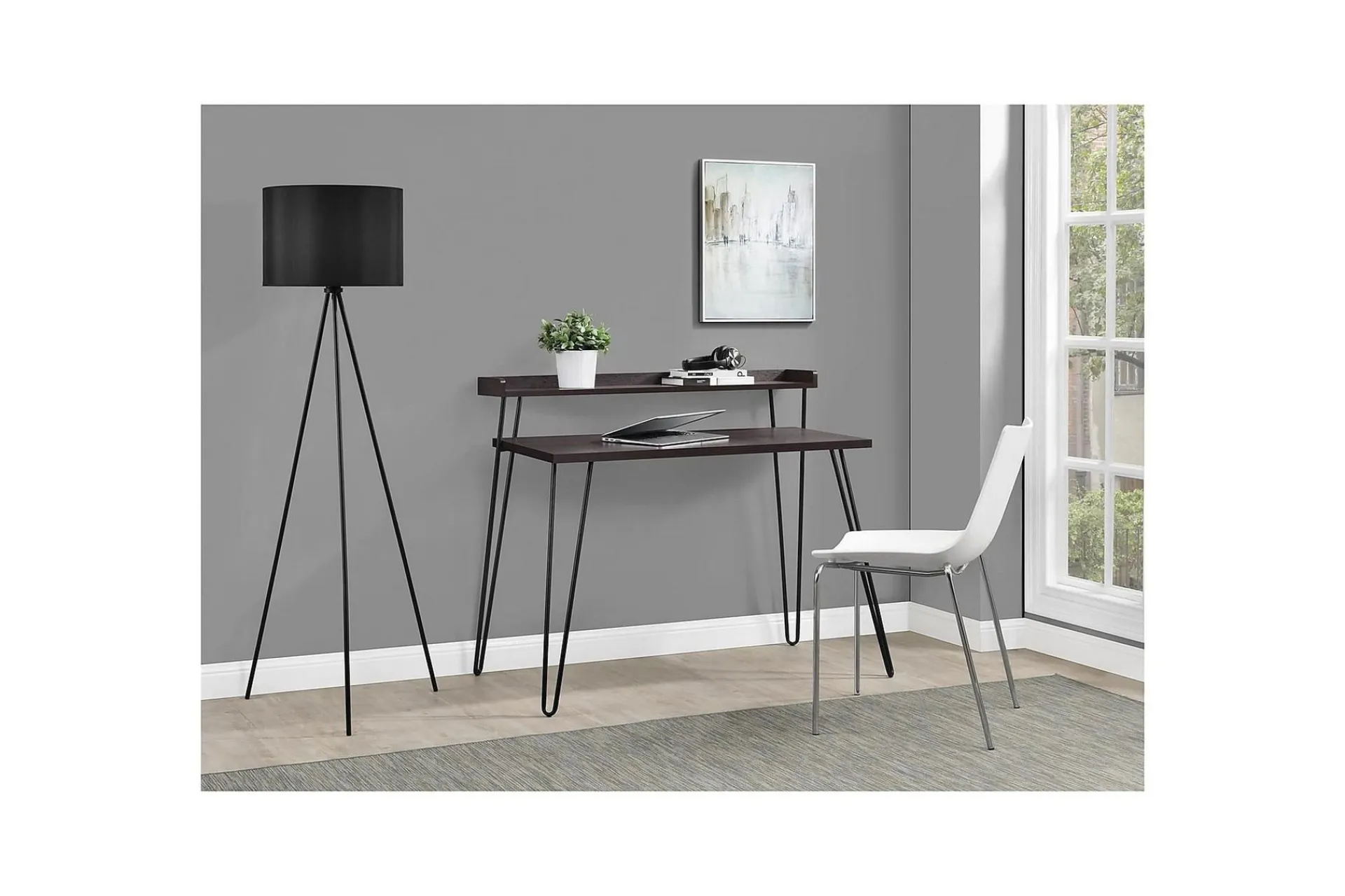 Dorel Home Haven Skrivebord 114 cm med Oppbevaringshylle /Svart