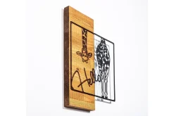 Skilt-Hello Veggdekor Lys Valnøtt,Svart
