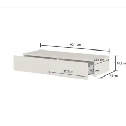 Sminkebord & Toalettbord-Hengende sminkebord Jukon S med 2 skuffer Hvit
