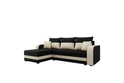 Sofa Med Sjeselong-Hewlet Sofa med Divan 3-seter Svart/Beige