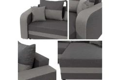 Sofa Med Sjeselong-Hewlet Sofa med Divan 3-seter Svart/Beige