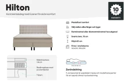 Bedly Kontinentalsenger|Komplett Sengepakke-Hilton Komplett Sengpakke 160x200 cm Kontinentalseng med diamant sengegavl Beige