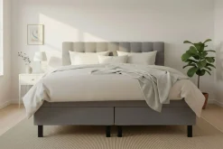 Bedly Kontinentalsenger|Komplett Sengepakke-Hilton Komplett Sengpakke 180x200 cm Kontinentalseng med rutet sengegavl Grey