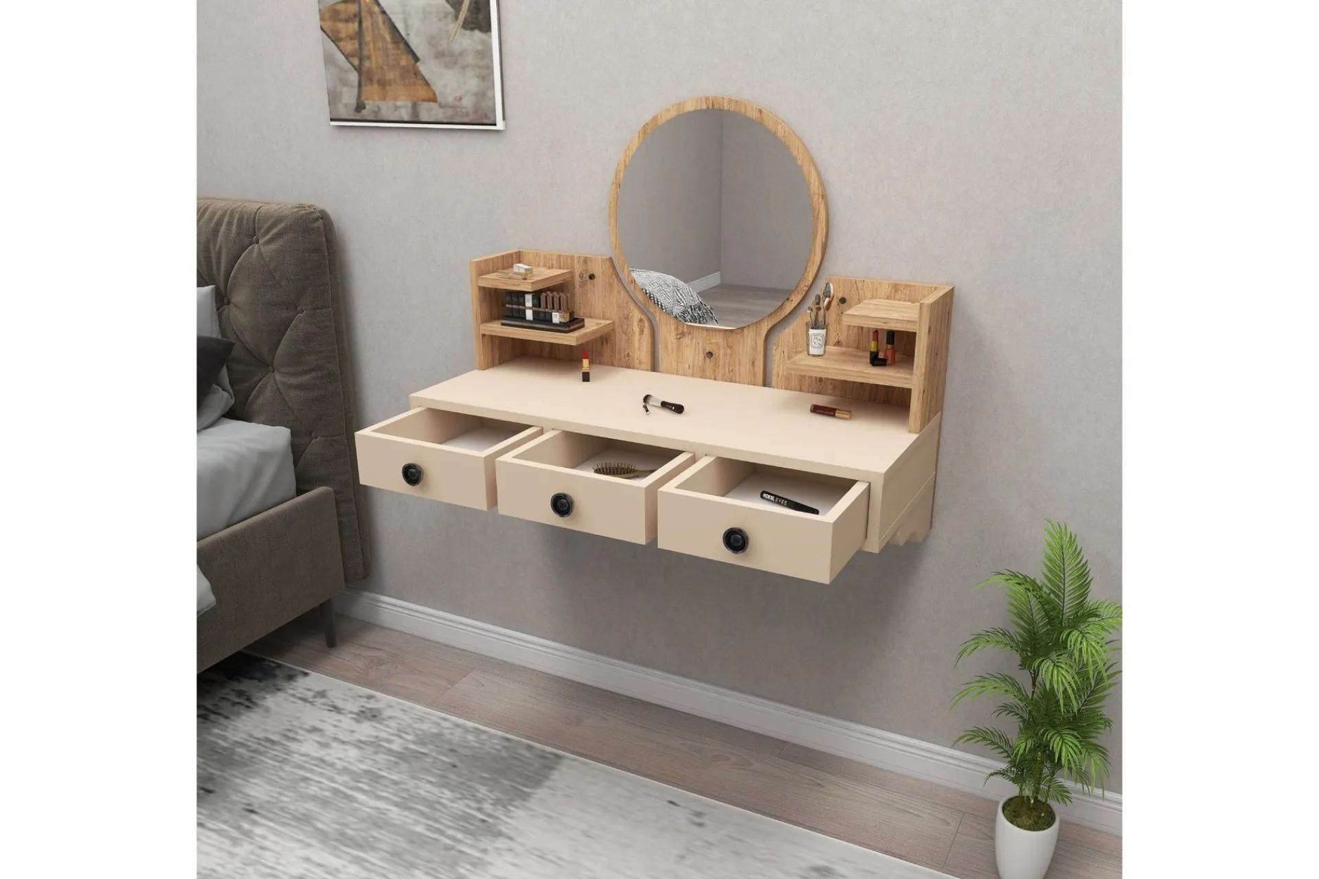 Sminkebord & Toalettbord-Hines Sminkebord 90 cm Brun,Beige
