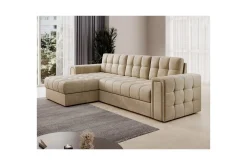 Velour Sofa & Fløyel Sofa|Sovesofaer-Hjørnesofa Eltap Blenvi 260x150x82 cm Mørk beige