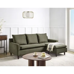 Hjørnesofa-Hjørnesofa Elvenes Mørkfarget tre,Mørkegrønn