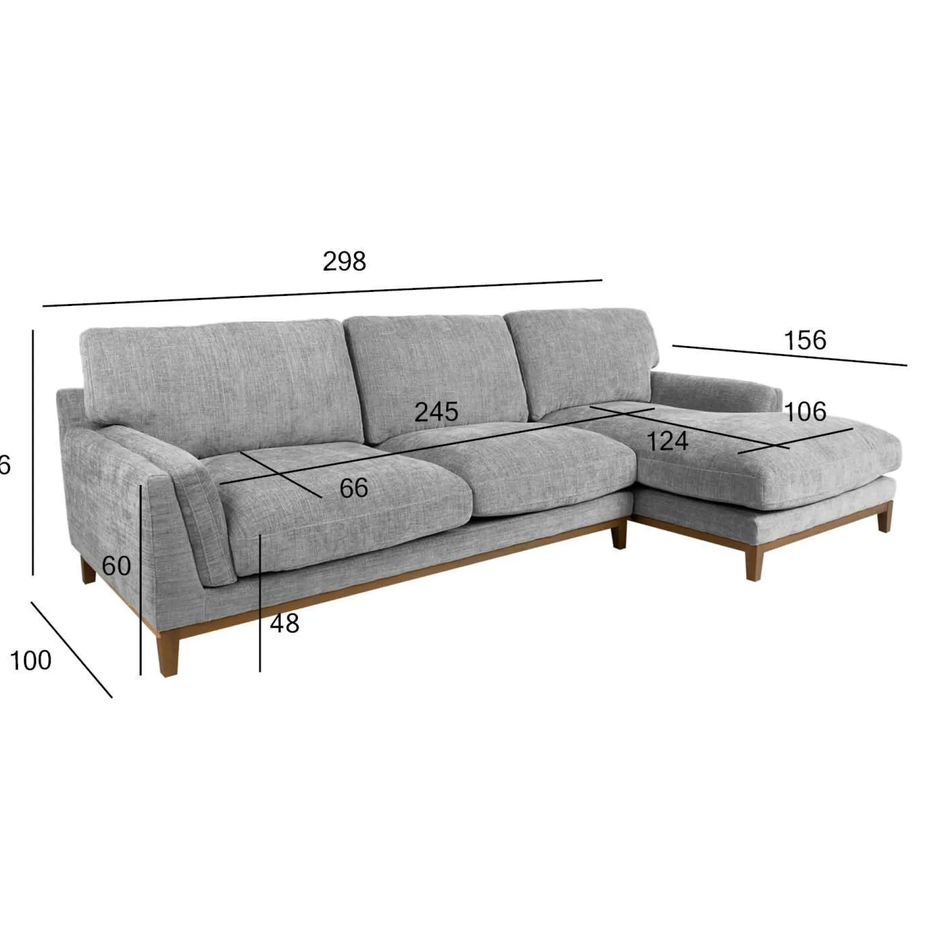 Hjørnesofa-Hjørnesofa HOME4YOU Basil Høyre hjørne grå