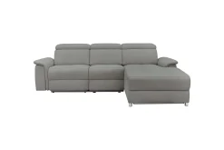 Loft24 Hjørnesofa 3-seter Pareli Grå, Sunday Stoff, Høyre Elektrisk Recliner