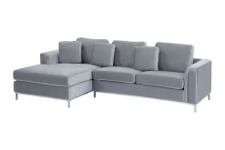 Velour Sofa & Fløyel Sofa-Hjørnesofa 4-seters H med sovefunksjon fløyelsgrå OSLO Grey