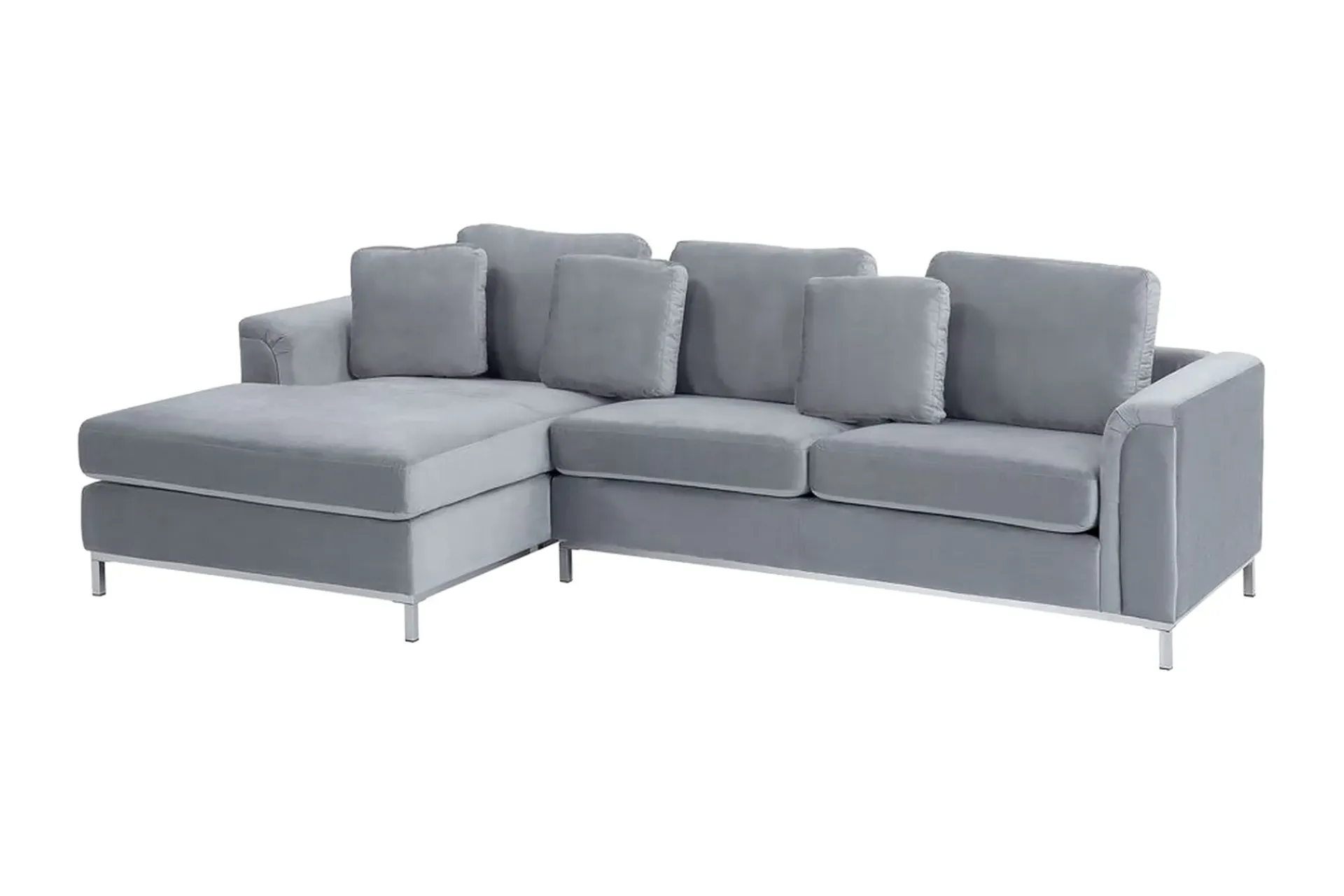Velour Sofa & Fløyel Sofa-Hjørnesofa 4-seters H med sovefunksjon fløyelsgrå OSLO Grey