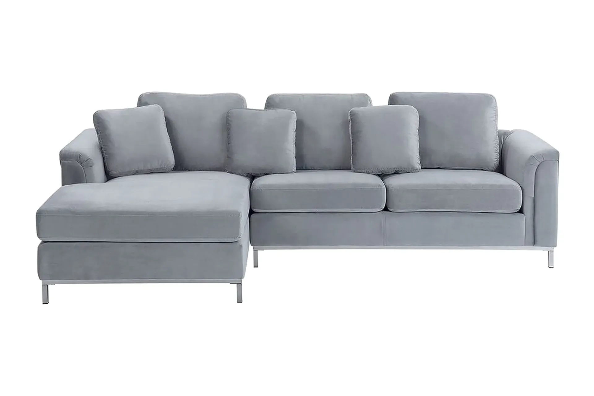 Velour Sofa & Fløyel Sofa-Hjørnesofa 4-seters H med sovefunksjon fløyelsgrå OSLO Grey