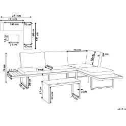 Veranda & Terrasse|Loungesett-Hjørnesofa utendørs med bord 4-seter Pienza høyrevendt Grå/Brun/Svart