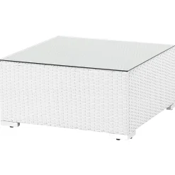 Veranda & Terrasse|Loungesett-Hjørnesofa utendørs med bord 4-seter Sano høyrevendt modulær kunstrotting Hvit/Beige