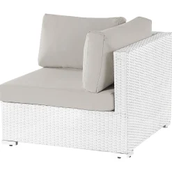 Veranda & Terrasse|Loungesett-Hjørnesofa utendørs med bord 4-seter Sano høyrevendt modulær kunstrotting Hvit/Beige