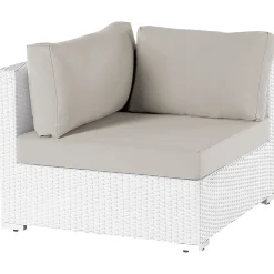 Veranda & Terrasse|Loungesett-Hjørnesofa utendørs med bord 4-seter Sano høyrevendt modulær kunstrotting Hvit/Beige