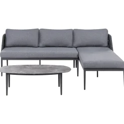 Hjørnesofa utendørs med bord 3-seter Leffe venstrevendt