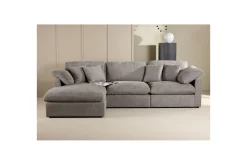 VIND Sofa Med Sjeselong-Hjørnesofa Amalfi Mørk grå Mørkegrå