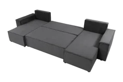 Sovesofaer-Hobson Sovesofa med Dobbel Sjeselong 4-seter i Plysj Grey