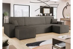 Sovesofaer-Hobson Sovesofa med Dobbel Sjeselong 4-seter i Plysj Grey