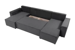 Sovesofaer-Hobson Sovesofa med Dobbel Sjeselong 4-seter i Plysj Grey