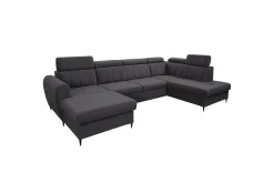 U-Sofa-Hoffman Sofa med Divan og Sjeselong 4-seter Mørkegrå