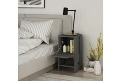 Avlastningsbord-Homitis Nattbord 30 cm med Oppbevaring Hylle + Lucka Grey