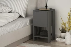 Avlastningsbord-Homitis Nattbord 30 cm med Oppbevaring Hylle + Lucka Grey