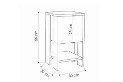 Avlastningsbord-Homitis Nattbord 30 cm med Oppbevaring Hylle + Lucka Grey