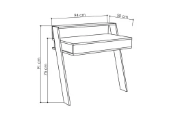Kontorbord-Homitis Veggskrivebord 94 cm med Oppbevaringsskuff + Hylle Hvit