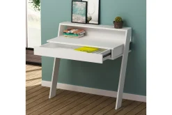 Kontorbord-Homitis Veggskrivebord 94 cm med Oppbevaringsskuff + Hylle Hvit
