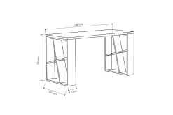 Kontorbord-Honemey Skrivebord 140 cm Hvit,Grey