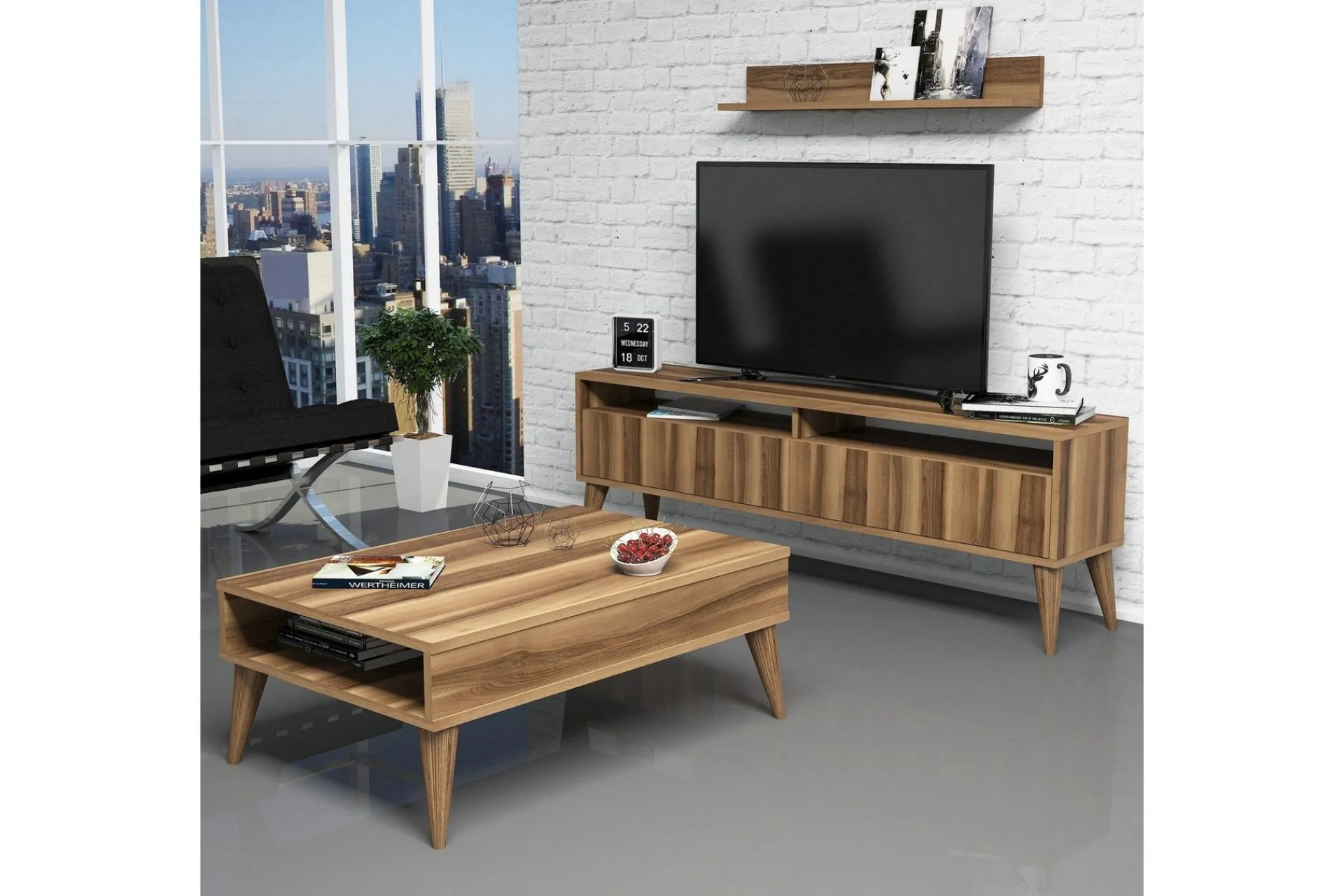 Tv-Møbelsett-Hoptrup Stuesett 150 cm Valnöt
