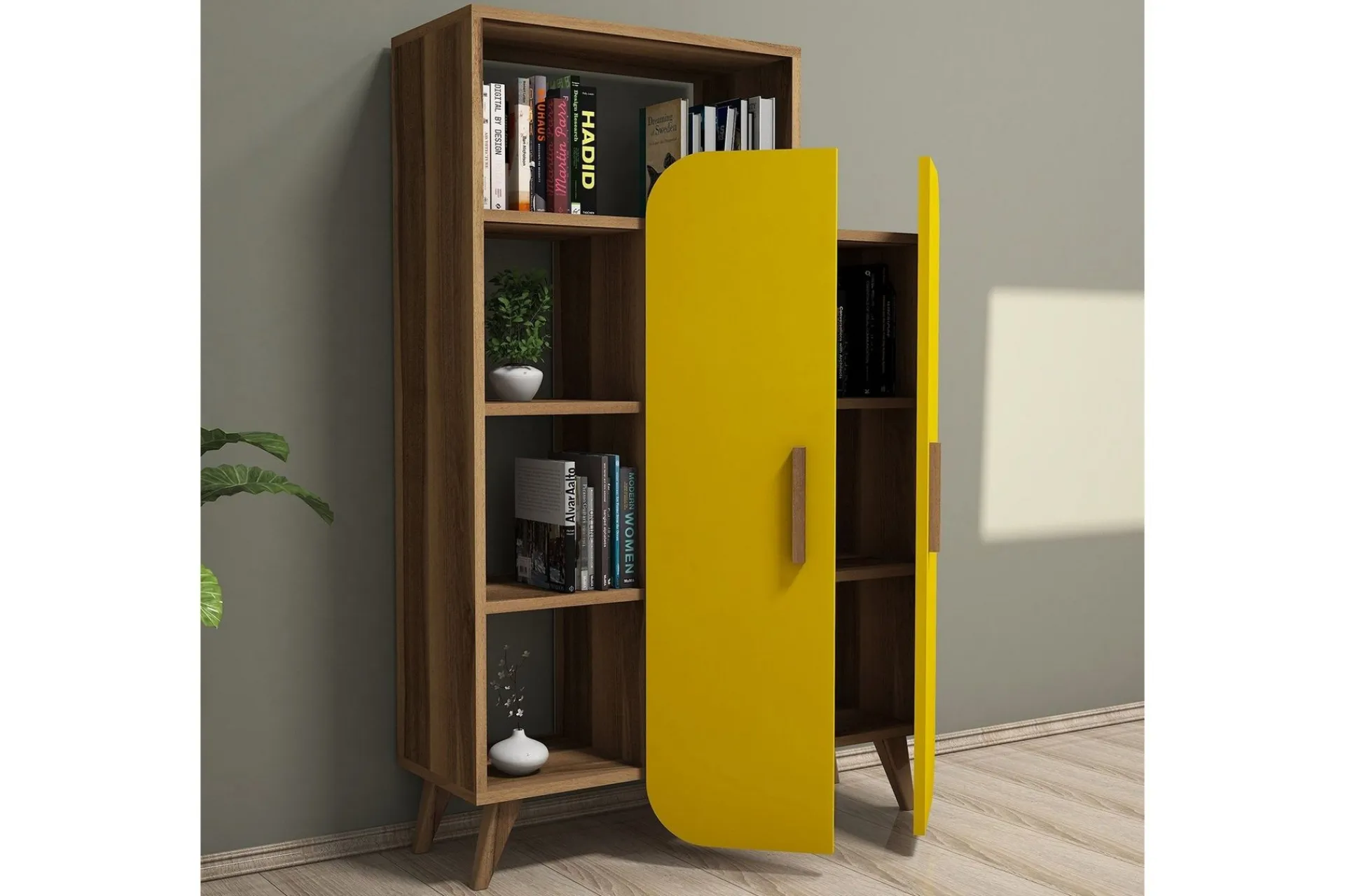 Oppbevaringsskap|Skap-Hovdane Klesskap 90 cm Brun,Gul
