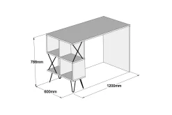 Kontorbord-Hovdane Skrivebord 120 cm med Oppbevaringshylle Brun,Svart