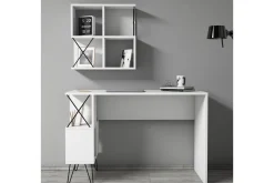 Hovdane Skrivebord 120 cm med Oppbevaring Hylle + Bokhylle L